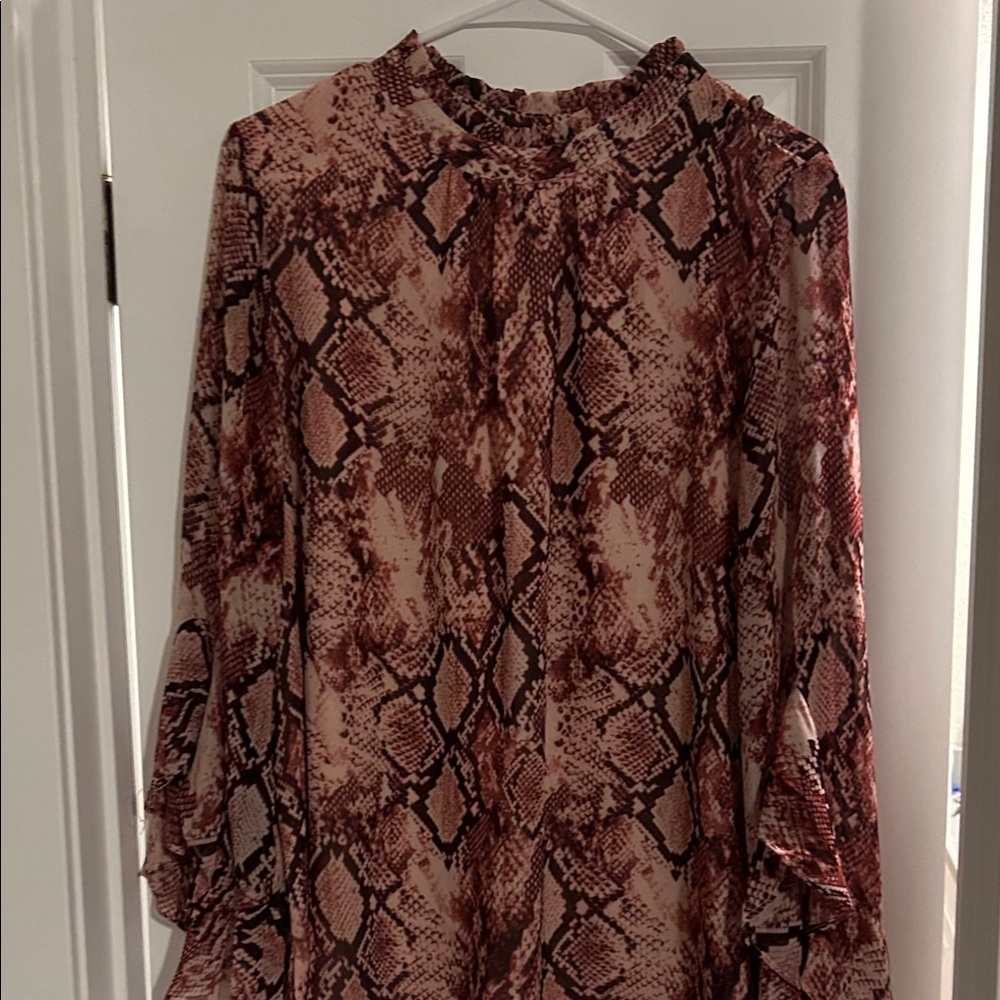 Vince Camuto Snake Print Blouse - Red and Cream
